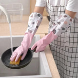 Dishwashing Gloves Warm Rubber Waterproof Kitchen Washing Dishes Housework Gloves Women's Waterproof Cleaning Gloves