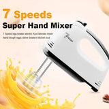 Scarlett Hand Mixer - 7 Speed Egg Beater with Chrome Beater + Dough Hook (White, 260W)