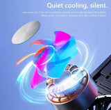 ENRG Dual Fan RGB Portable Aluminum Foldable Laptop Metal Stand Hinge Adjustable Height Folding Holder Solid With Anti Slip Rubber Grips (Silver)