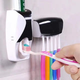 High Quality Set of Toothpaste Dispenser & Brush Holder - Plastic Automatic Toothpaste Dispenser With Tooth Brush Holder For Homes And Bathrooms - Tooth Paste Dispenser with Toothbrush Holder
