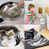 Kitchen Cleaning Brush - Scrubber with Long Handle ,Sponge & White Wok Brush - Refill Liquid - Good for Kitchen