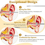 6 Pcs Ear Wax Cleaning Kit Ear Pick Tools, Wax Removal Kit, Ear Cleaning Tool Set, Spring Earwax Cleaner Tool for Children and Adult