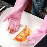 Magic Washing Gloves – Pair Of Silicone Dishwashing Cleaning Gloves- Rubber Gloves for Household Sponge Scrubber Kitchen Cleaning Tools
