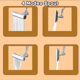 New 4 Modes Waterfall Kitchen Faucet Universal 720° Swivel Spout Sprayer Bathroom Basin Water Tap Extender Rainfall Sink Mixer