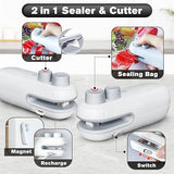 Portable Mini Sealing Machine 2 in 1 USB Rechargeable Magnetic Bag Sealer Heat Seal with Cutter