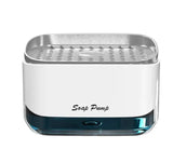 Automatic Soap Dispenser with Sponge Holder for Kitchen, Refillable Soap Container with Drain, Convenient Cleaning Tool