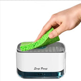 Automatic Soap Dispenser with Sponge Holder for Kitchen, Refillable Soap Container with Drain, Convenient Cleaning Tool