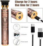 Vintage T9 Trimmer Professional Dragon Style Metal Rechargeable Electric Hair Clipper Cutting Machine