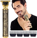 Vintage T9 Trimmer Professional Dragon Style Metal Rechargeable Electric Hair Clipper Cutting Machine