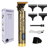 Vintage T9 Trimmer Professional Dragon Style Metal Rechargeable Electric Hair Clipper Cutting Machine