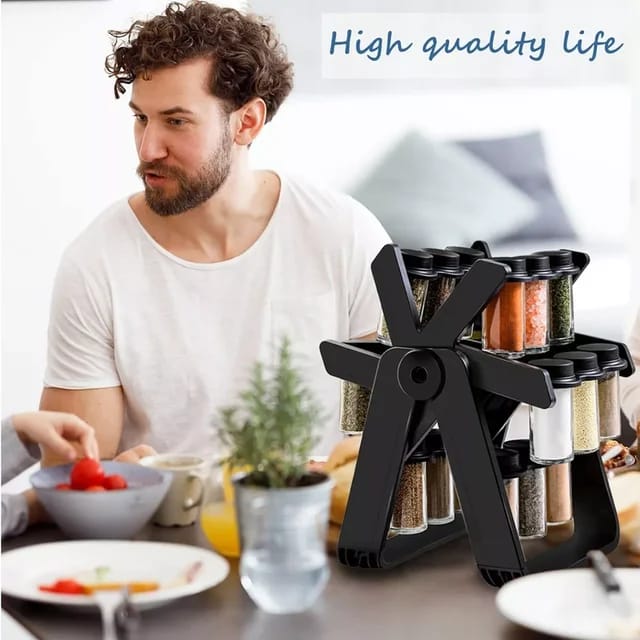 Rotating Spice Rack Organizer with 18 Spice Jars With Spice Labels And Pen for Countertop Kitchen Cabinet Secondary image