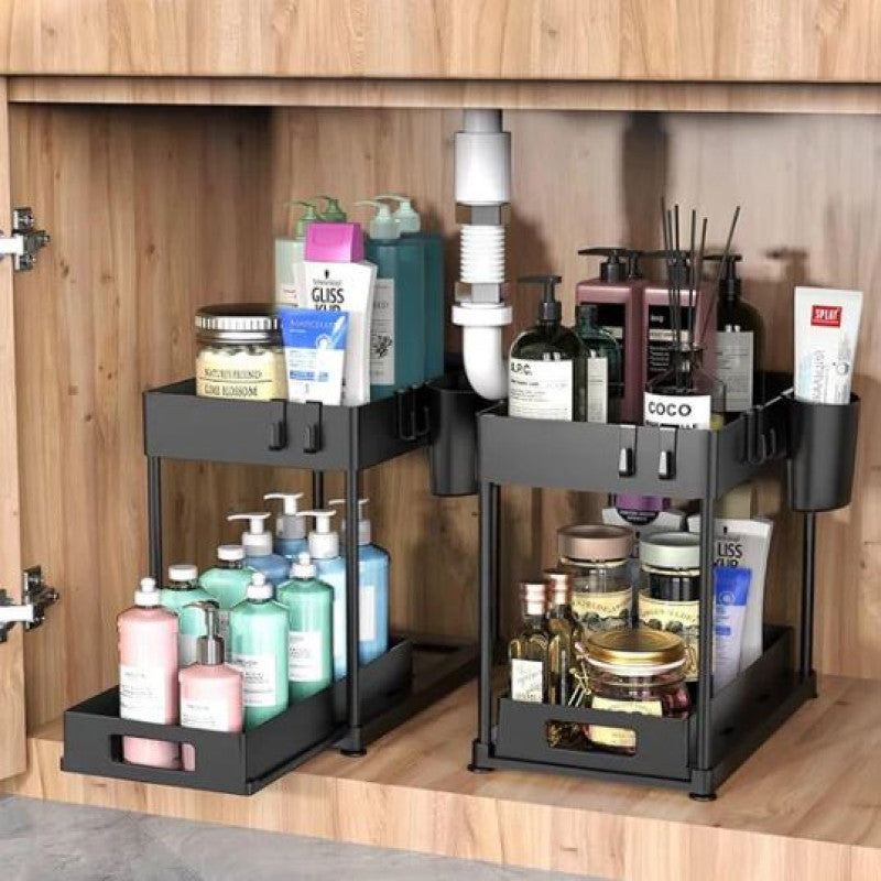 2 Tier Under Sink Organizer Sliding Cabinet Basket Secondary image