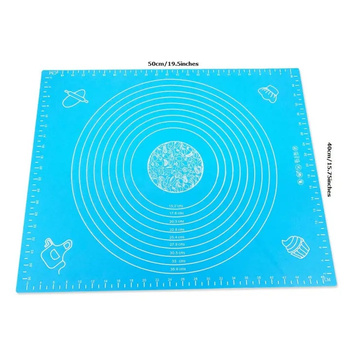 Silicon Rolling Dough Mat Non Slip Non Stick Reuseable Baking Mat 40cm x 50cm Kneading Dough Pad for Pastry Fondant Chapati Rolling Mat Roti Mat with Measurements