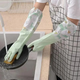 Dishwashing Gloves Warm Rubber Waterproof Kitchen Washing Dishes Housework Gloves Women's Waterproof Cleaning Gloves