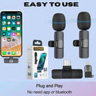 Wireless MIC K9 Dual MICROPHONE Vlogging Mic, For Podcast, Interviews, with Microphone for Type C, Android, IOS Lightining & 3.5mm Jack