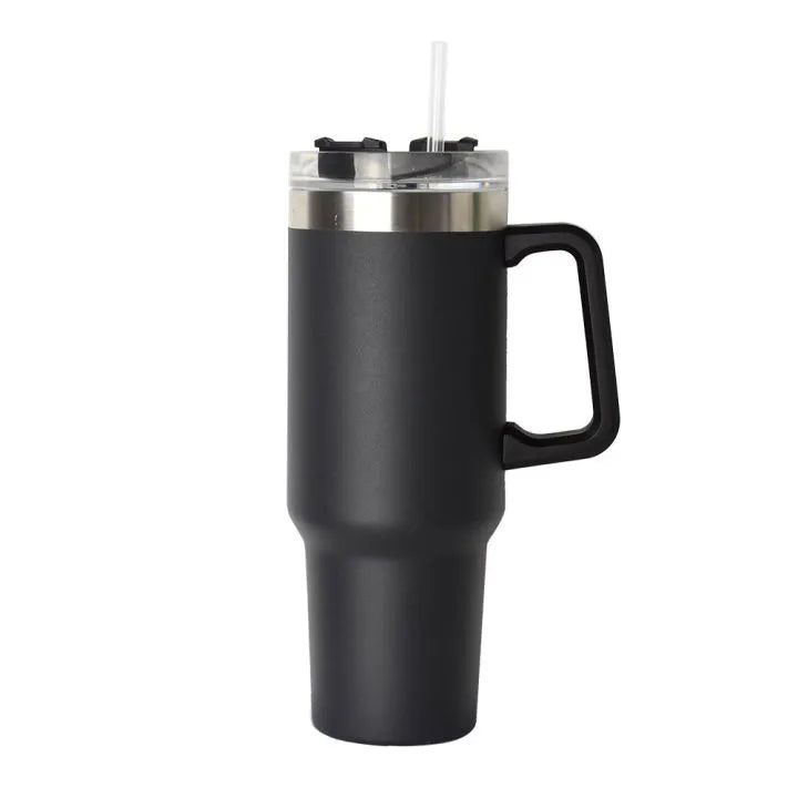 40 oz Insulated Tumbler Thermos Flask with Straw & Lid – Stainless Steel Double-Walled Thermal Mug for Hot & Cold Beverages, Ideal for Travel, Gym, and Outdoor Use 