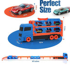 2-in-1 Transforming Truck Playset with Race Track & 2 Alloy Cars