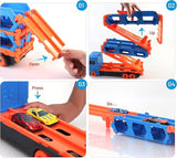 2-in-1 Transforming Truck Playset with Race Track & 2 Alloy Cars