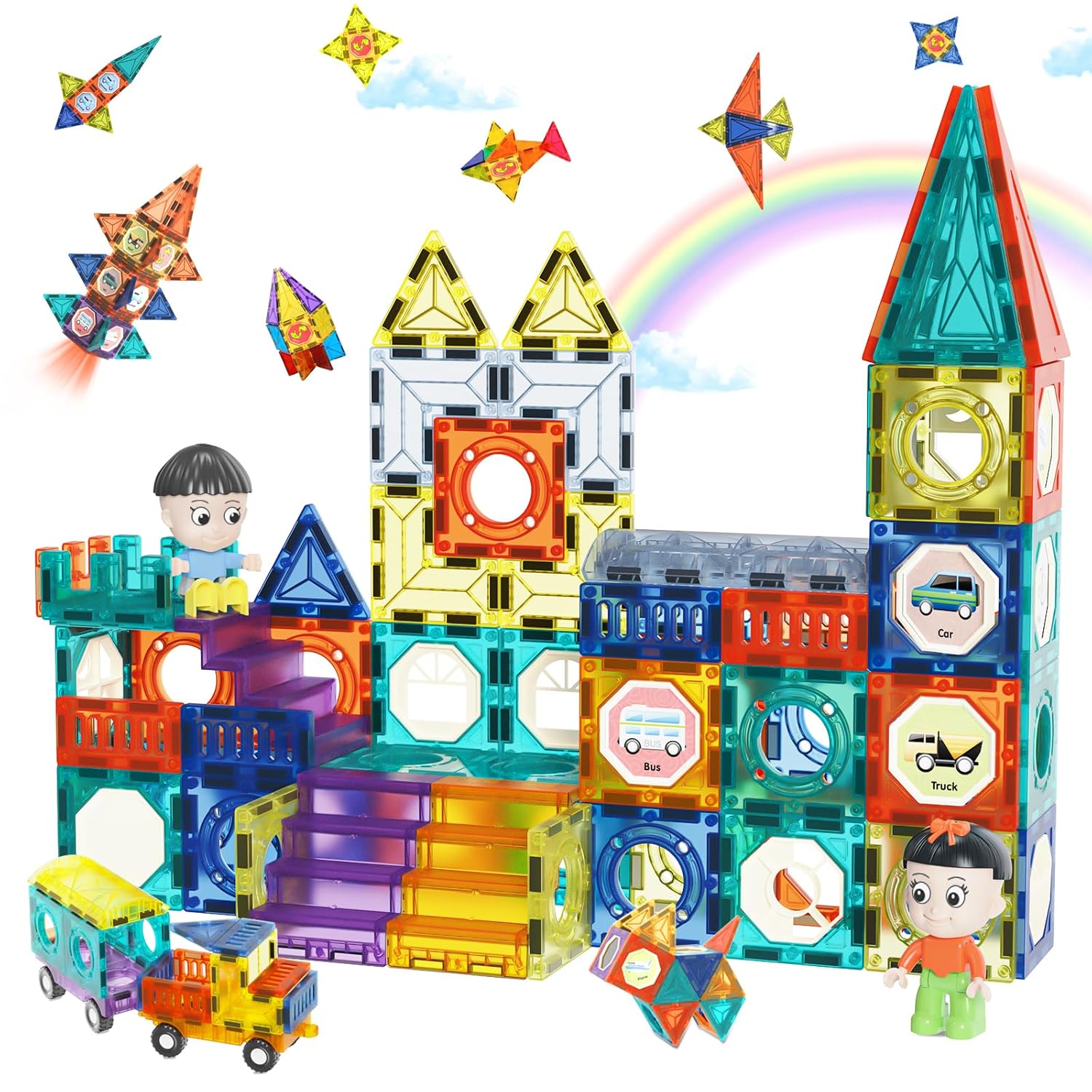Transparent Magnetic Tiles Building Blocks