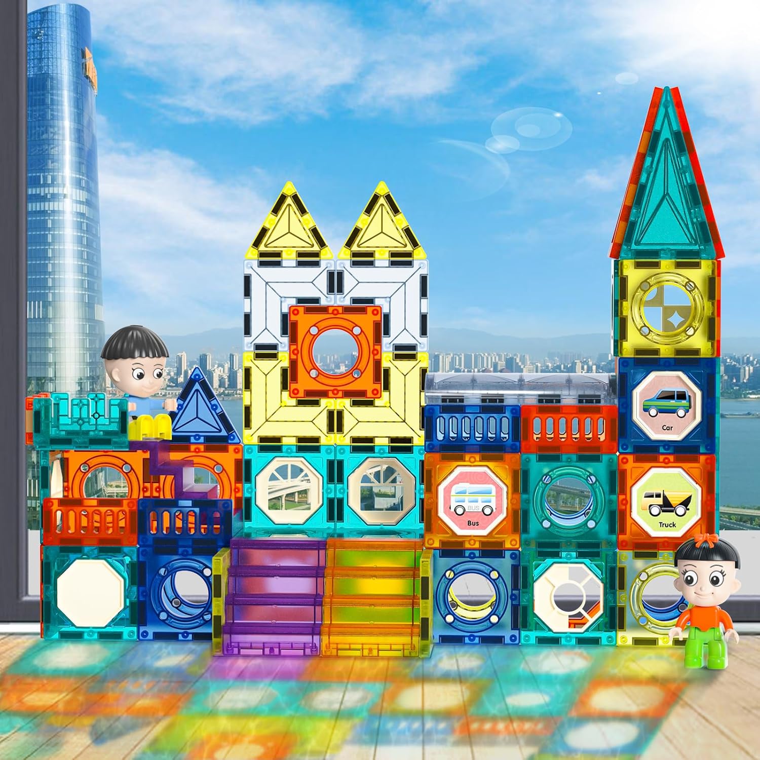 Transparent Magnetic Tiles Building Blocks Main image