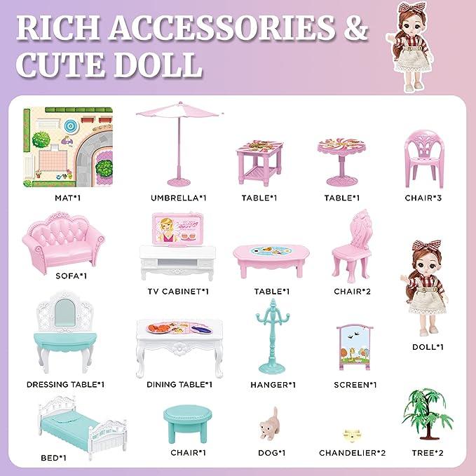 Beautiful Doll Villa Set 81 Pc for Girls Secondary image
