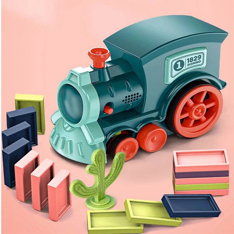 Electric Domino Train Set Automatic Laying Dominoes Brick Blocks - KidoKraze Main image