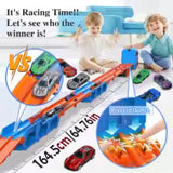 2-in-1 Transforming Truck Playset with Race Track & 2 Alloy Cars