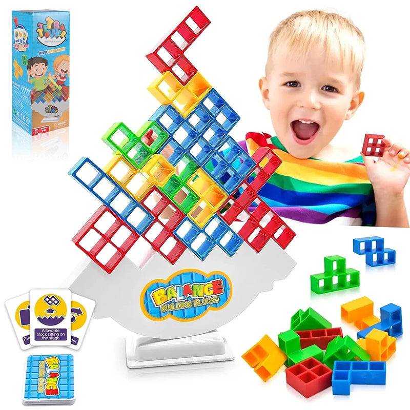 Tetra Tower Balance Stacking Building Blocks Game - KidoKraze Main image