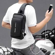 Extra Fine Quality water proof Anti-Theft Chest Bag with Password Lock Sport Sling Men's Shoulder Crossbody with charging port