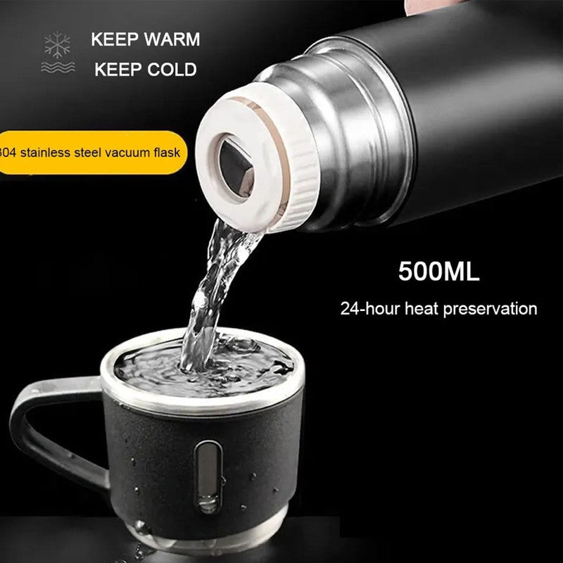 Stainless Steel Vacuum Flask & Extra Cups Set (500ml)