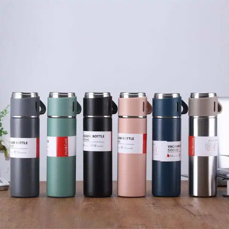 Stainless Steel Vacuum Flask & Extra Cups Set (500ml)