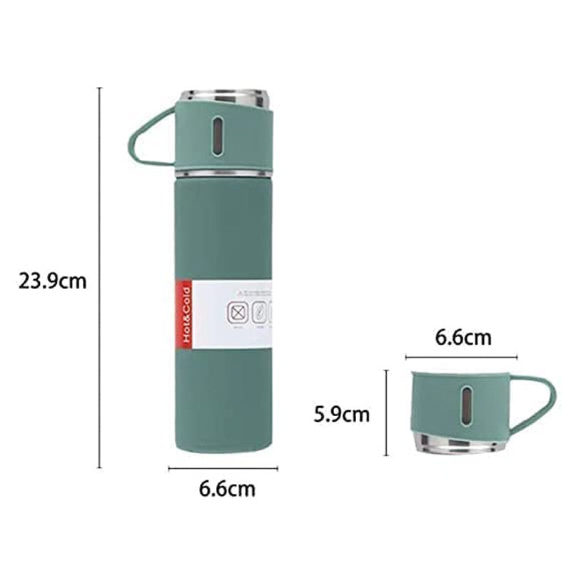 Stainless Steel Vacuum Flask & Extra Cups Set (500ml)