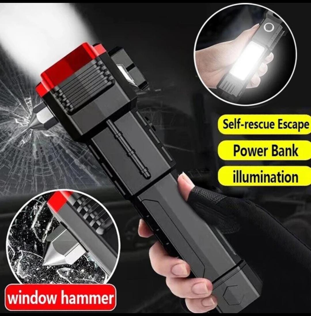 Multifunction Emergency Hammer Flashlight with Power Bank Main image