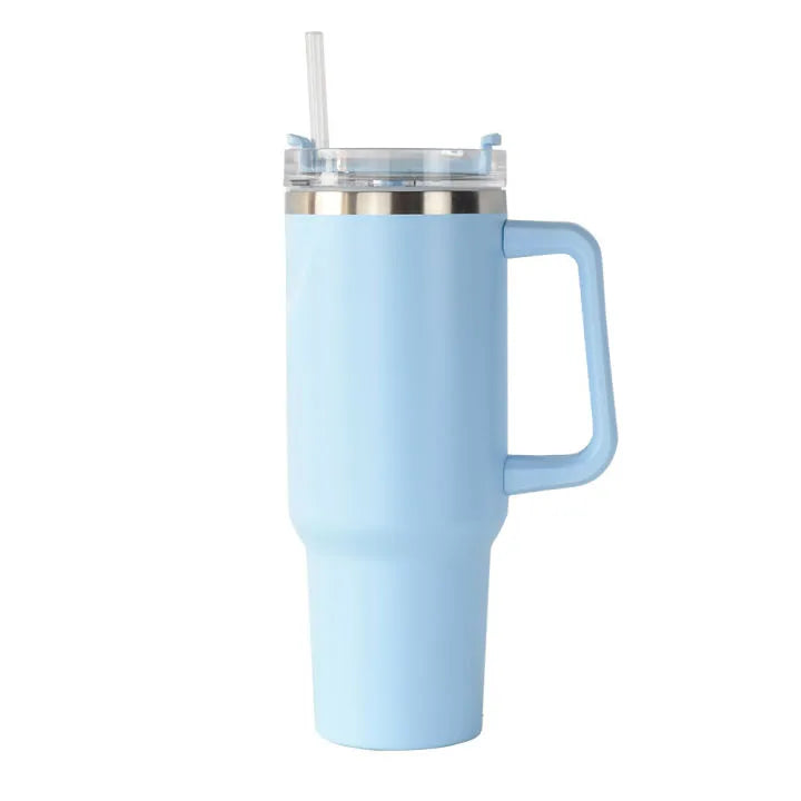 40 oz Insulated Tumbler Thermos Flask with Straw & Lid – Stainless Steel Double-Walled Thermal Mug for Hot & Cold Beverages, Ideal for Travel, Gym, and Outdoor Use 