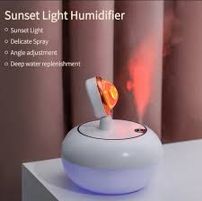 Sunset Lamp Air Humidifier - 2 in 1 Essential Oil Diffuser USB Charging Fogger Decoration -Air freshener diffuser with Sunset light 360 degree lamp Main image