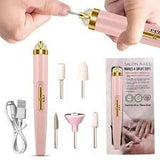 5-in-1 Rechargeable Electric Nail Drill Machine & Pedicure Kit – Professional Nail Art Tool Set with Grinding Acrylic Art Bits, Gel Remover, Manicure & Pedicure Kit, Flawless Salon Nail Pro Milling Cutters & Manicure Pen Shape