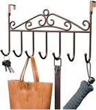Over Door Hanger with 7 Hooks Metal Over the Door Towel Hook Organizer, Hanging Storage Rack for Hat, Coats, Purses, Scarves, Clothes, Jackets, Belt, Bedroom, Bathroom, Closet
