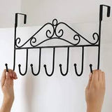 Over Door Hanger with 7 Hooks Metal Over the Door Towel Hook Organizer, Hanging Storage Rack for Hat, Coats, Purses, Scarves, Clothes, Jackets, Belt, Bedroom, Bathroom, Closet