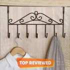 Over Door Hanger with 7 Hooks Metal Over the Door Towel Hook Organizer, Hanging Storage Rack for Hat, Coats, Purses, Scarves, Clothes, Jackets, Belt, Bedroom, Bathroom, Closet