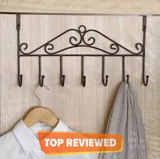 Over Door Hanger with 7 Hooks Metal Over the Door Towel Hook Organizer, Hanging Storage Rack for Hat, Coats, Purses, Scarves, Clothes, Jackets, Belt, Bedroom, Bathroom, Closet Secondary image