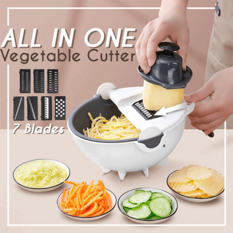 Multifunctional 9 In 1 Chopper Dicer Grater Vegetable Cutter With Drain Basket Main image