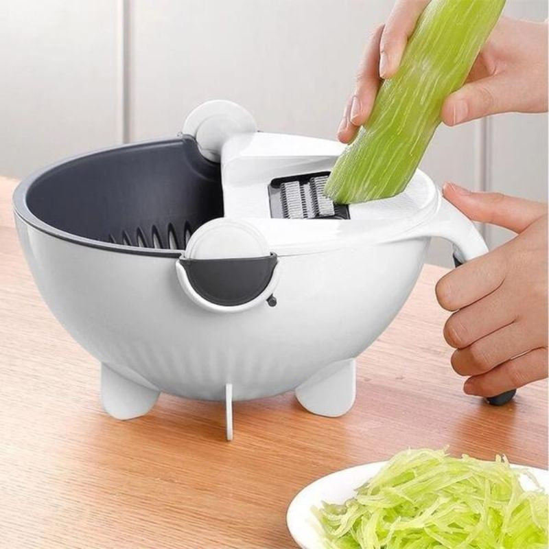 Multifunctional 9 In 1 Chopper Dicer Grater Vegetable Cutter With Drain Basket