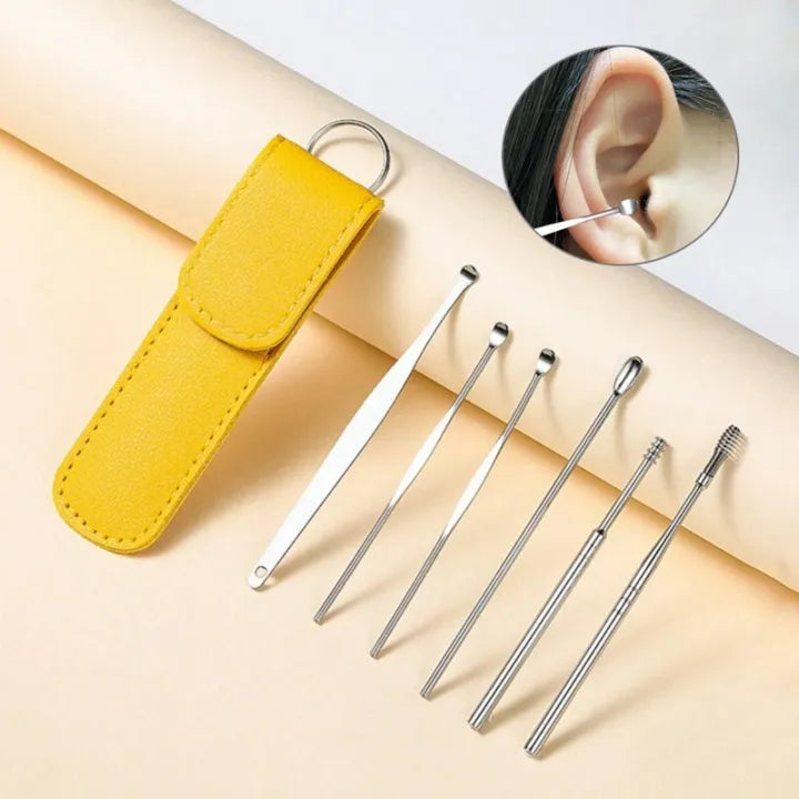 6 Pcs Ear Wax Cleaning Kit Ear Pick Tools, Wax Removal Kit, Ear Cleaning Tool Set, Spring Earwax Cleaner Tool for Children and Adult