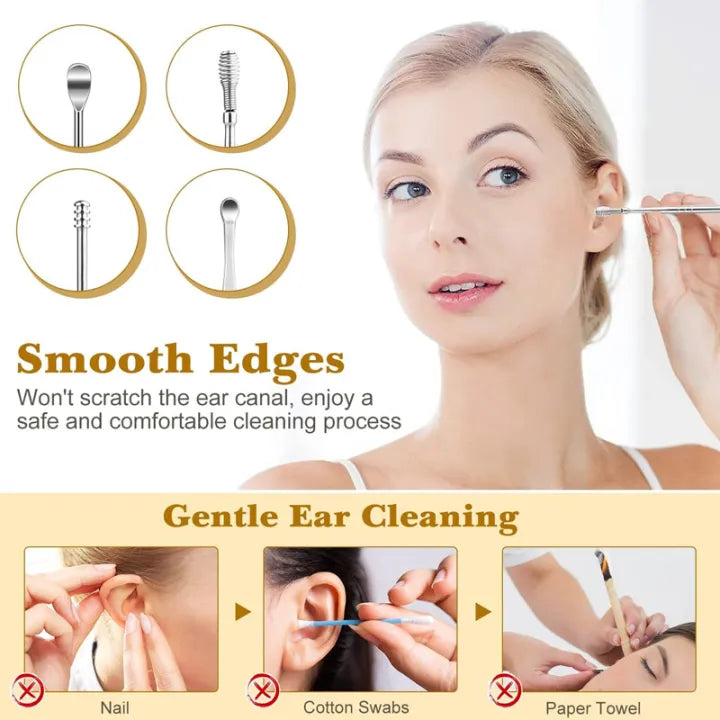 6 Pcs Ear Wax Cleaning Kit Ear Pick Tools, Wax Removal Kit, Ear Cleaning Tool Set, Spring Earwax Cleaner Tool for Children and Adult