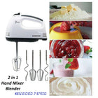 Scarlett Hand Mixer - 7 Speed Egg Beater with Chrome Beater + Dough Hook (White, 260W)