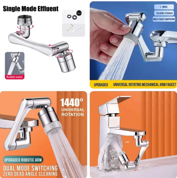 1080° Rotatable Extension Faucet Sprayer Head Water Tap Nozzle Universal Bathroom Tap Extend Adapter Aerator 2 Spray Modes For Washroom For Kitchen Item