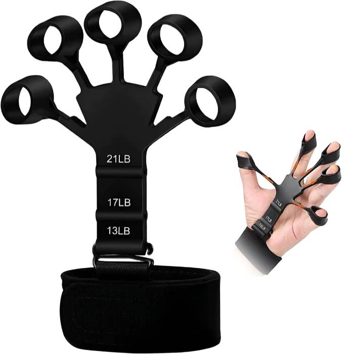 Hand Finger Gripper - Guitar Finger Gripper - Exerciser 6 Resistant Level Gripper - Finger Exerciser for Guitar Players - Arms Hand Trainer for home Main image