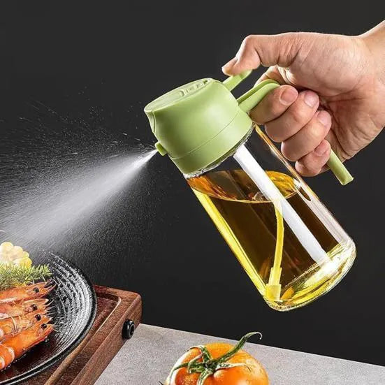 2 IN 1 oil spray bottle and dispenser Multifunction Glass Oil Bottle For Cooking BBQ Oil Dispensers Olive Oil Sprayer Mister Kitchen Gadgets Main image
