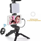AY-49 Video Making Kit: All-in-One Vlogging Tripod, Microphone, LED Light & Wireless Remote Control