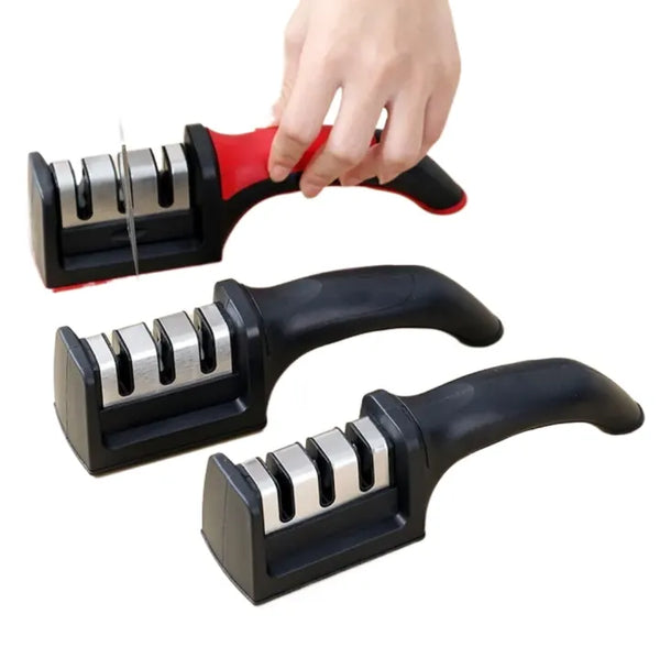 Knife Sharpener Handheld Multi-function 3 Stages Type Quick Sharpening Tool With Non-slip Base Kitchen Knives Accessories Gadget